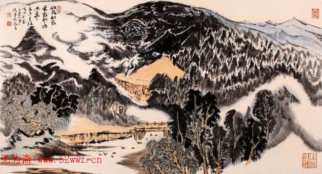 陆俨少之子陆亨中国画山水作品欣赏