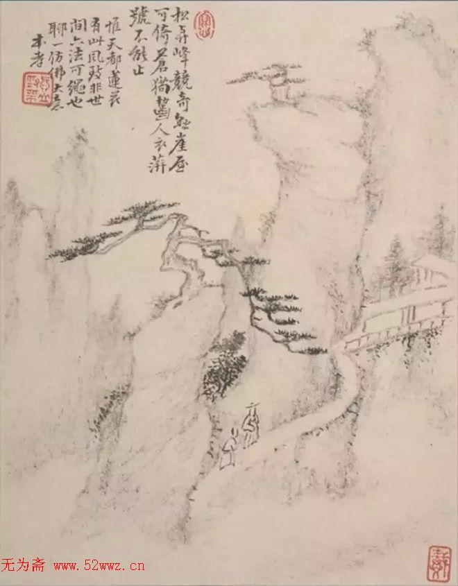 清代画家戴本孝中国画山水册页作品欣赏 图2