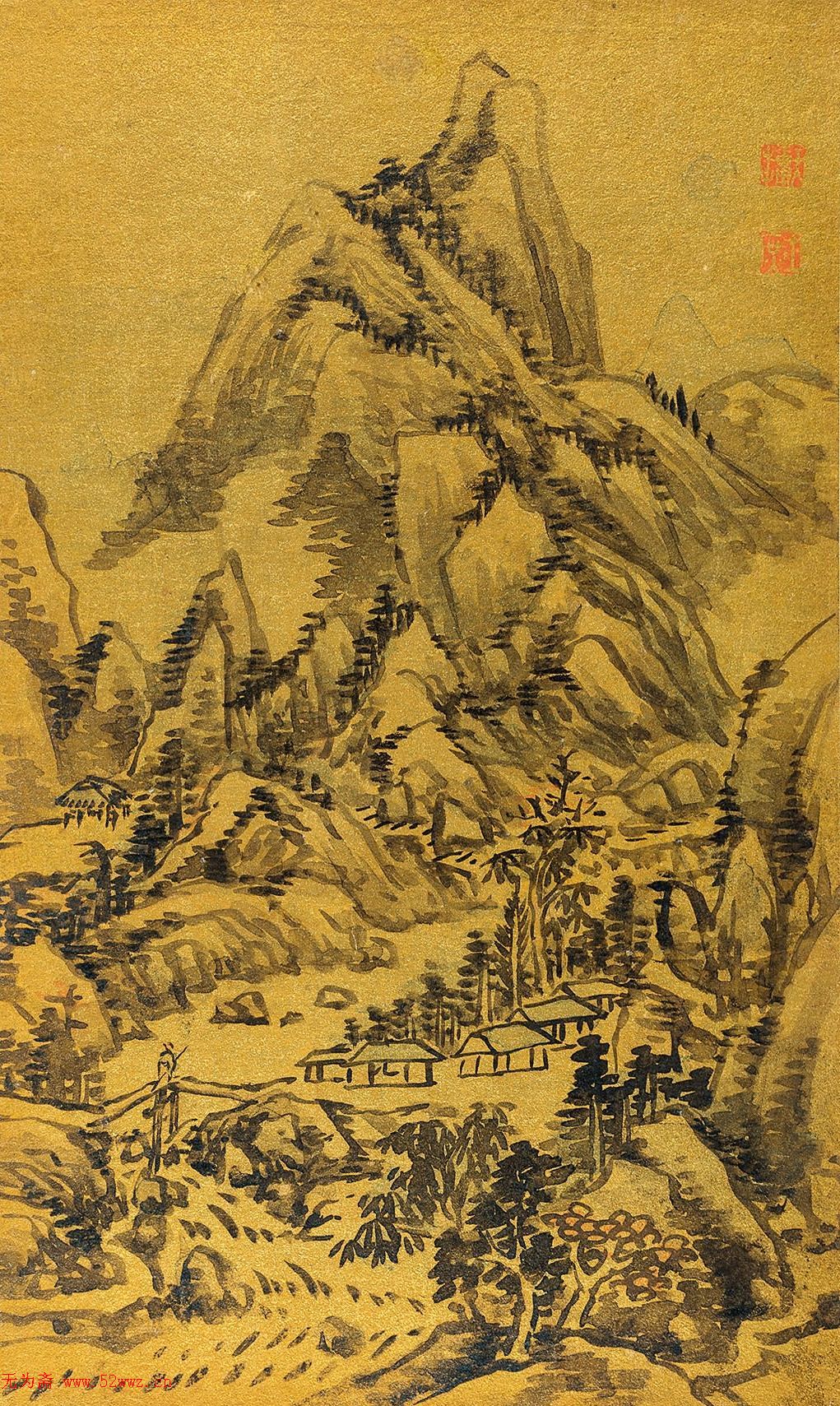 清代方士庶绘画作品金笺山水册 图1