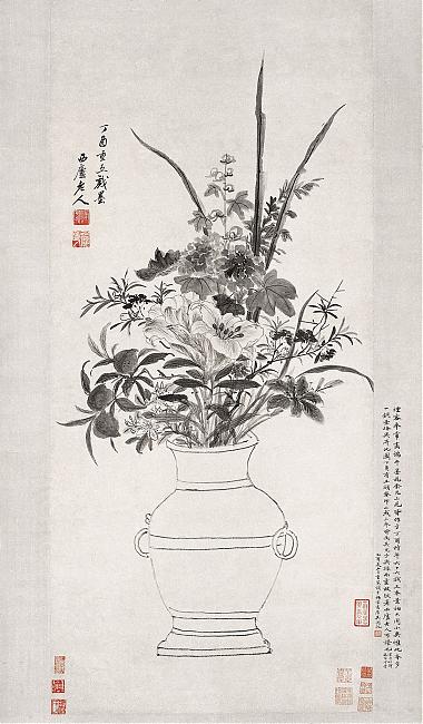 王时敏端阳墨花轴