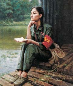 张大中油画作品欣赏《女红卫兵》