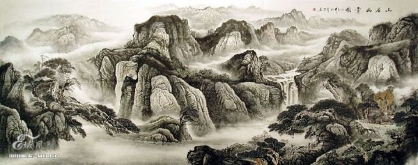 精美的横幅国画山水作品 图1