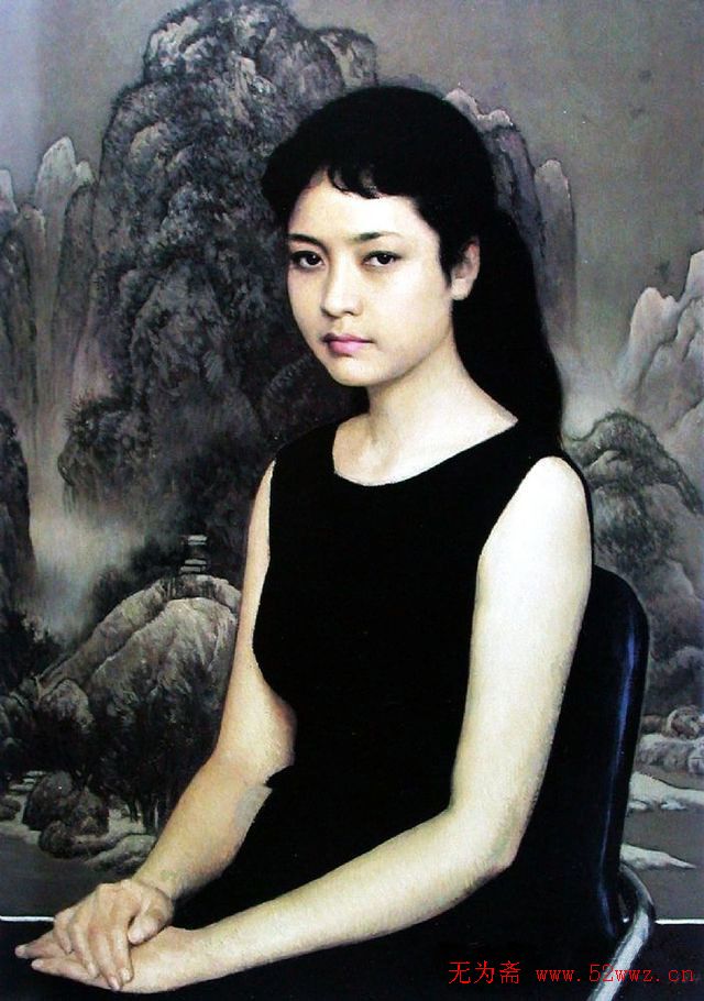 靳尚谊油画作品欣赏《青年女歌手彭丽媛肖像》 图1