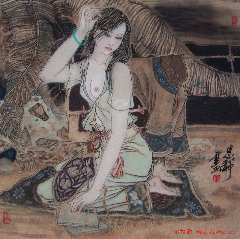 张思俭清末仕女画作品 图1